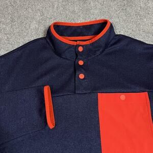 Duluth Trading Co Sweatshirt Mens XL Navy Blue Snap Mock Neck Pullover Pocket